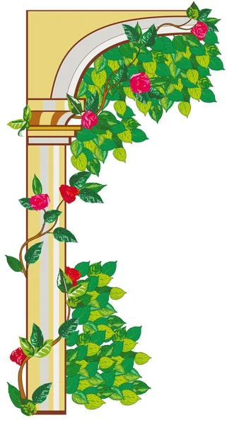 Arco vintage con rosas — Archivo Imágenes Vectoriales