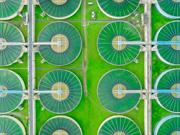 Aerial View Sewage Treatment Plant Downtown Imagen De Stock