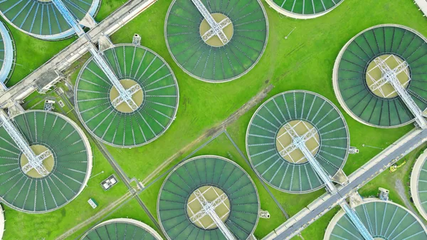 Aerial View Sewage Treatment Plant Downtown Imágenes De Stock Sin Royalties Gratis