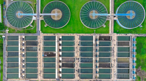 Aerial View Sewage Treatment Plant Downtown Fotos De Stock