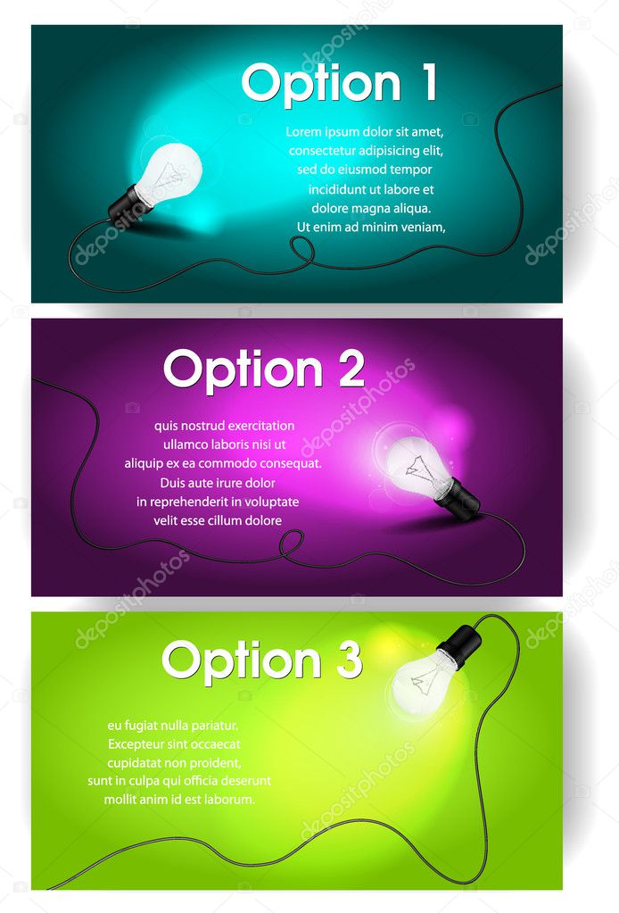 Vector banners for text with light bulb