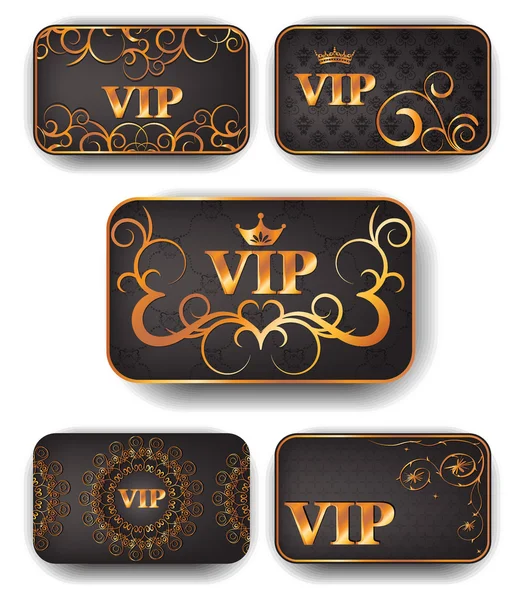 Gold vip cards in vector — Stock Vector