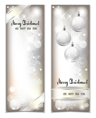 Christmas and New Year gleamy banners clipart