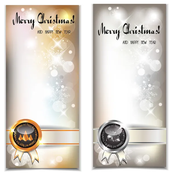 Kerstmis en Nieuwjaar banners met stempels — Stockvector