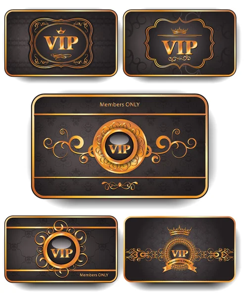 Conjunto de cartões vip ouro — Vetor de Stock