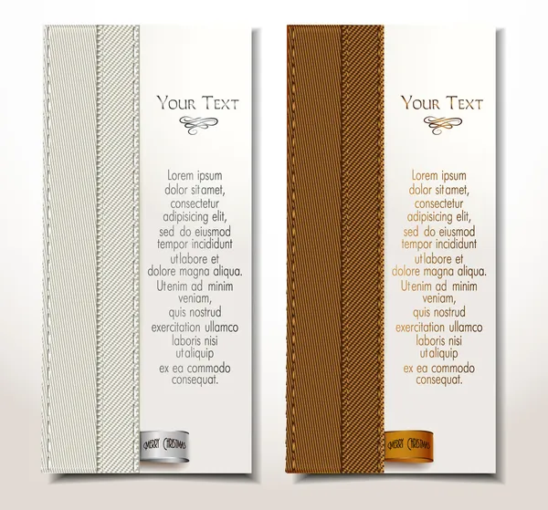 Vector pancartas de tela textil con lugar para texto — Archivo Imágenes Vectoriales
