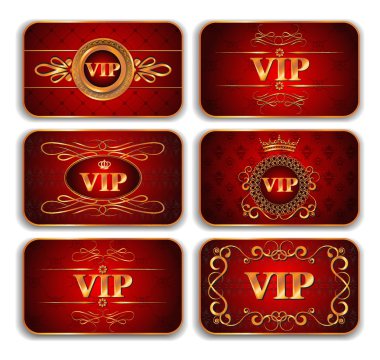 çiçek desenli kırmızı kartlarla VIP altın set