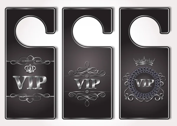 Set of VIP silver door tags — Stock Vector