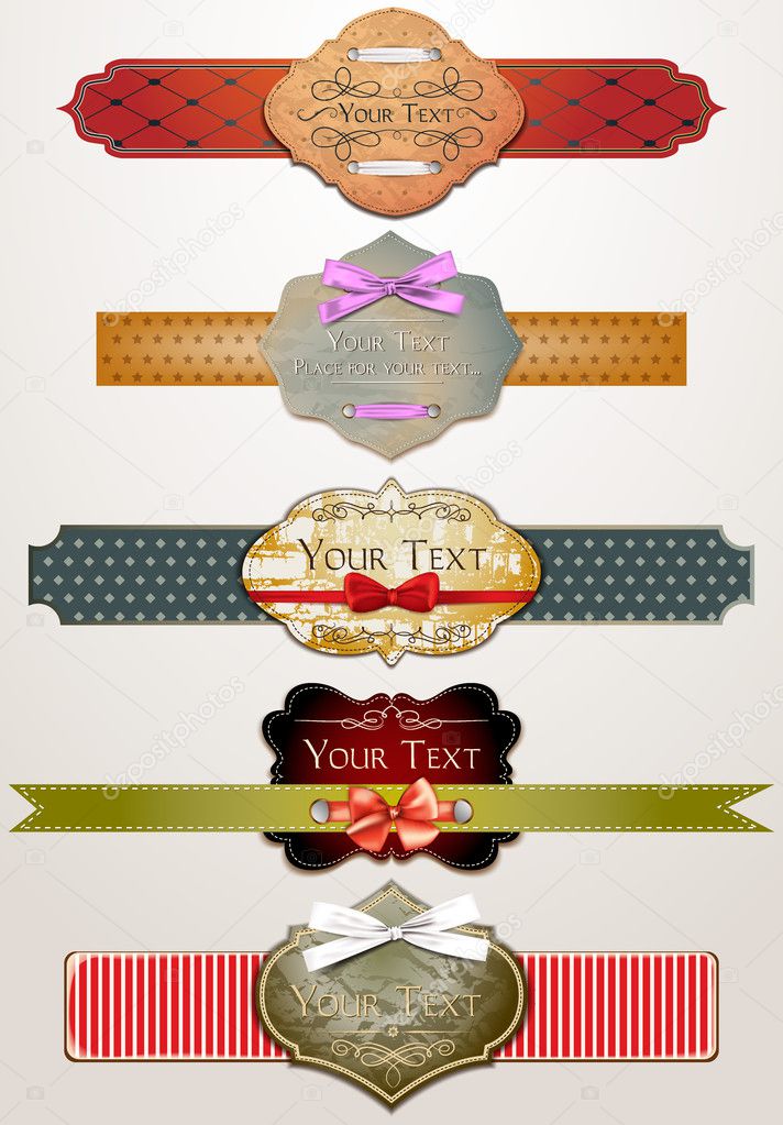 Set of vector retro old paper textures and vintage labels