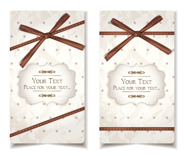 Vintage tatil kartları kahverengi şeritler