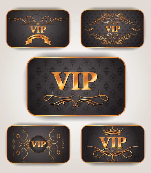 Tarjetas elegantes de oro vip — Vector de stock