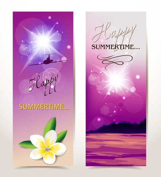 Vakantie zomer violet banners — Stockvector