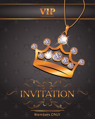 VIP davetiyeli altın taç şeklinde Pırlantalı kolye