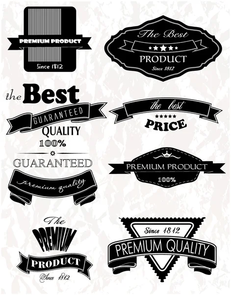 Premium monocromo y etiquetas de calidad mejores en el fondo vintage — Vector de stock