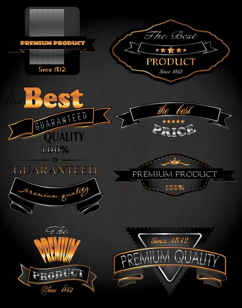 Prime d'or et de platine et de meilleurs labels de qualité sur le fond vintage — Image vectorielle