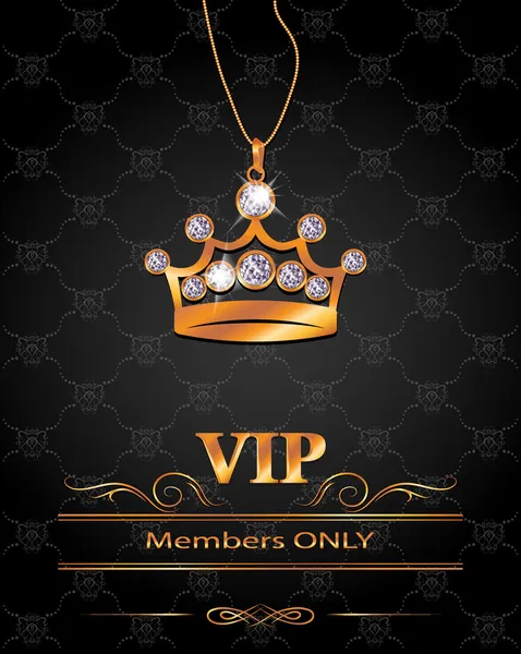 Fond de VIP avec Couronne en or en forme de pendentif serti de diamants — Image vectorielle