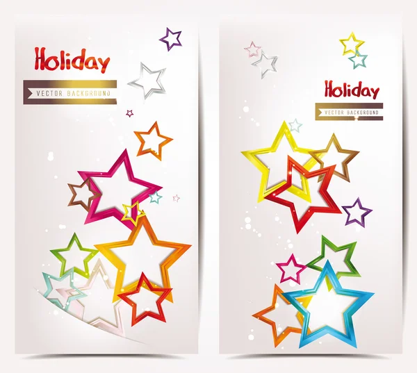 Abstrakt holiday banners med färgglada stjärnor — Stock vektor