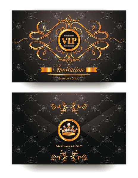 Elegant invitation VIP envelope with gold design elements — Stock Vector