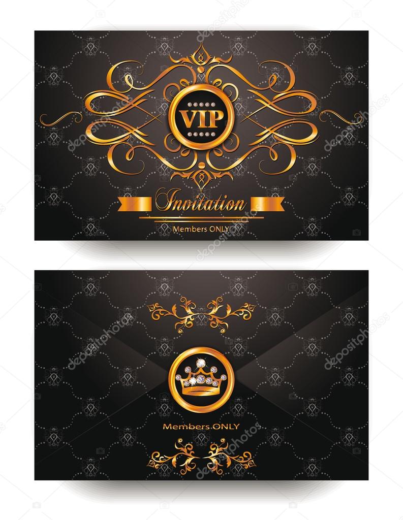 Elegant invitation VIP envelope with gold design elements