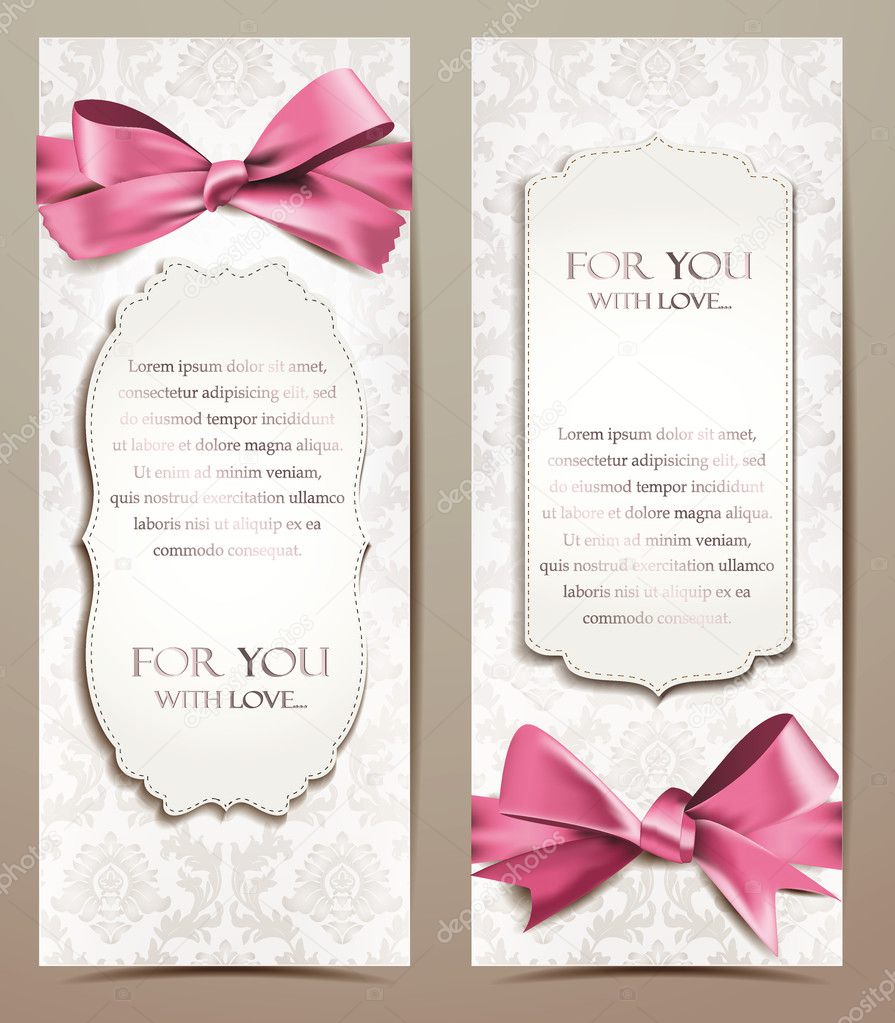 Gift cards with rose ribbons