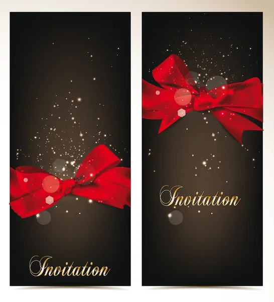 Elegant vektor holiday banners med silk röda rosetter — Stock vektor