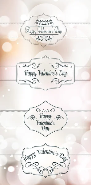 Valentine's Day greeting lables on the beige background — Stock Vector