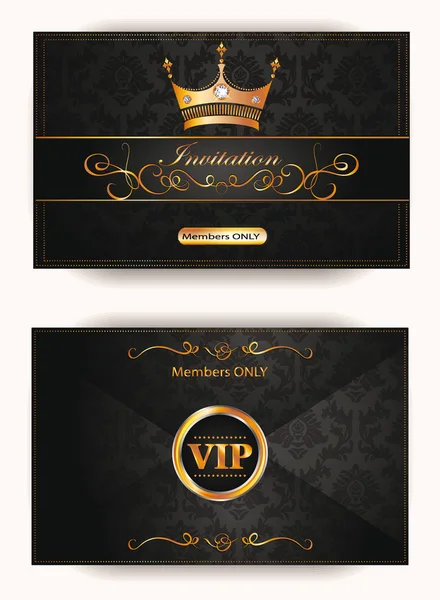 Elegante envelope do convite vip vintage com elementos florais ouro Gráficos Vetores