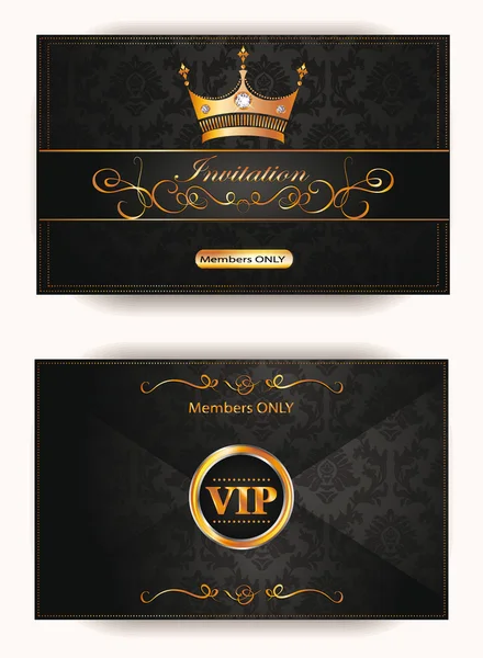 Elegante vintage sobre de la invitación vip con elementos florales oro Gráficos Vectoriales