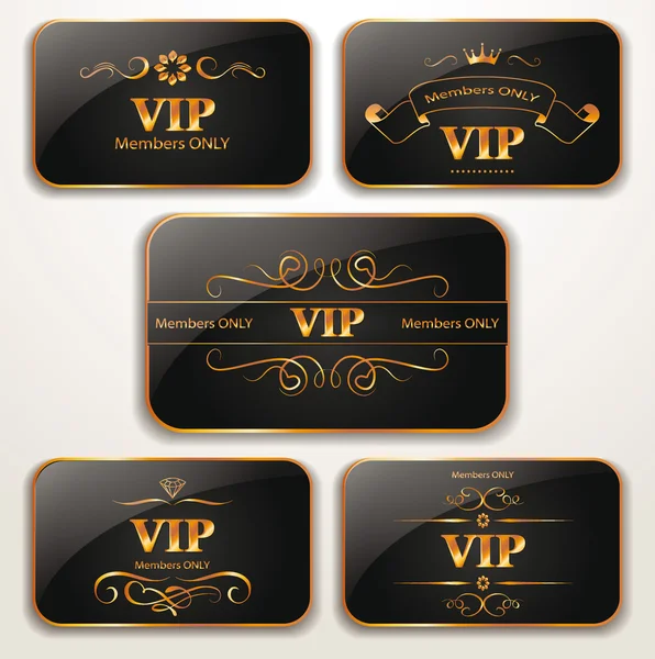 Set di eleganti biglietti vip oro — Vettoriale Stock