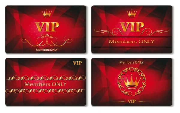 Jeu de cartes de vip or élégant avec le fond rouge — Image vectorielle