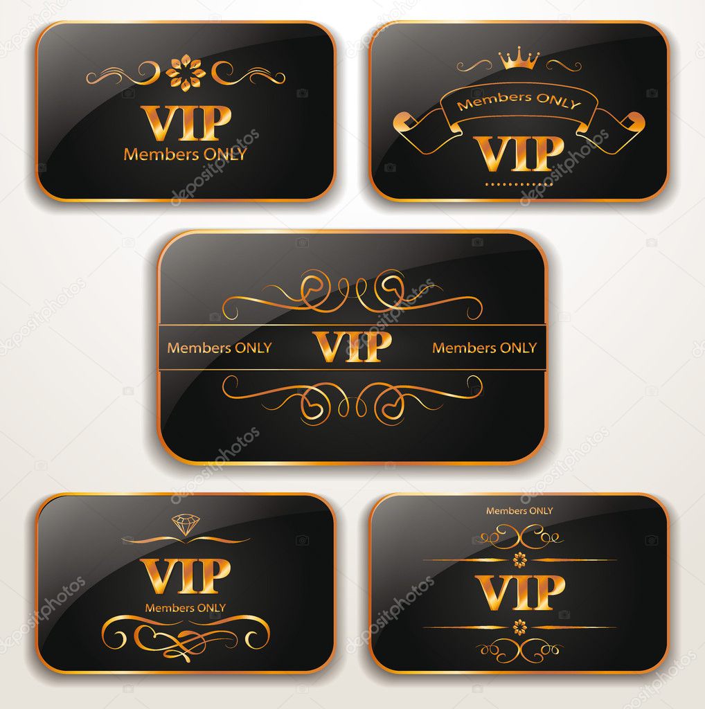 Set of elegant gold Vip cards