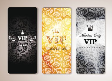 çiçek tasarım öğeleri ile VIP afiş kümesi
