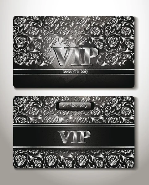 PLATINUM CARDS WITH FLORAL DESIGN — Stock Vector