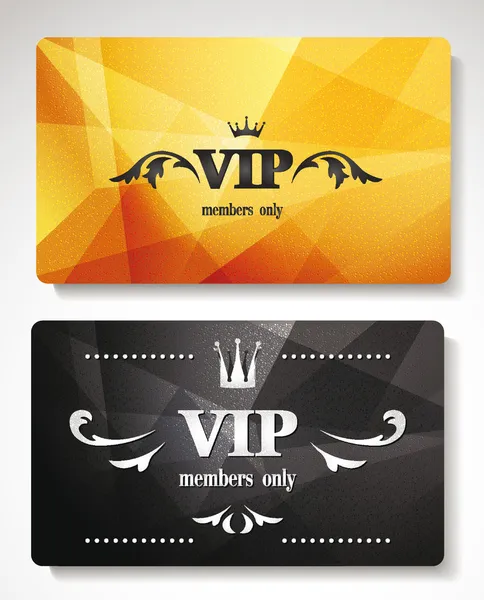 Set of gold vip cards with abstract background with floral elements — Stock Vector