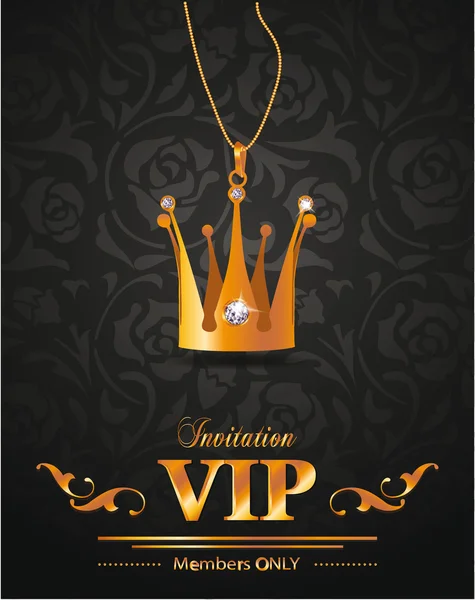 VIP background with gold crown shaped pendant with diamonds — Stock Vector
