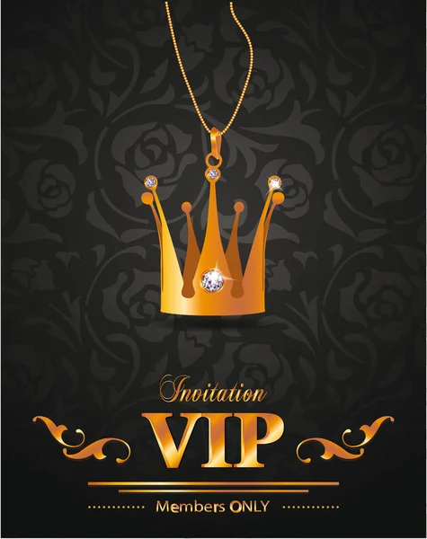 VIP-Hintergrund mit Goldkrone shaped Anhänger mit Diamanten — Stockvektor