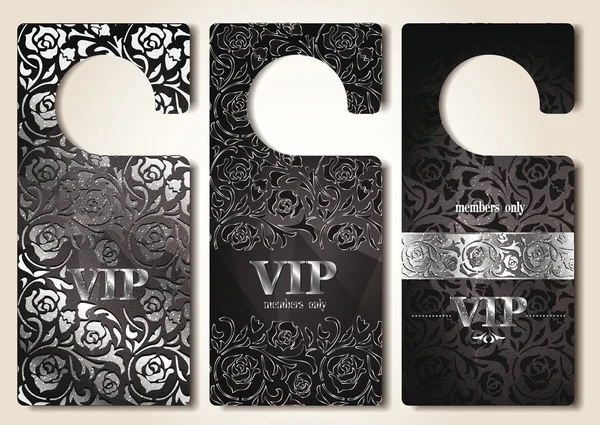 Set of silver VIP door tags — Stock Vector