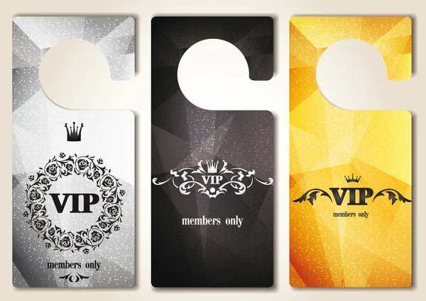 Set de etiquetas de puerta VIP con diseño floral — Vector de stock