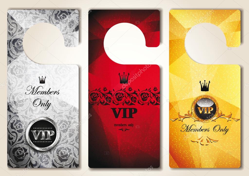 Set of VIP door tags with floral design elements