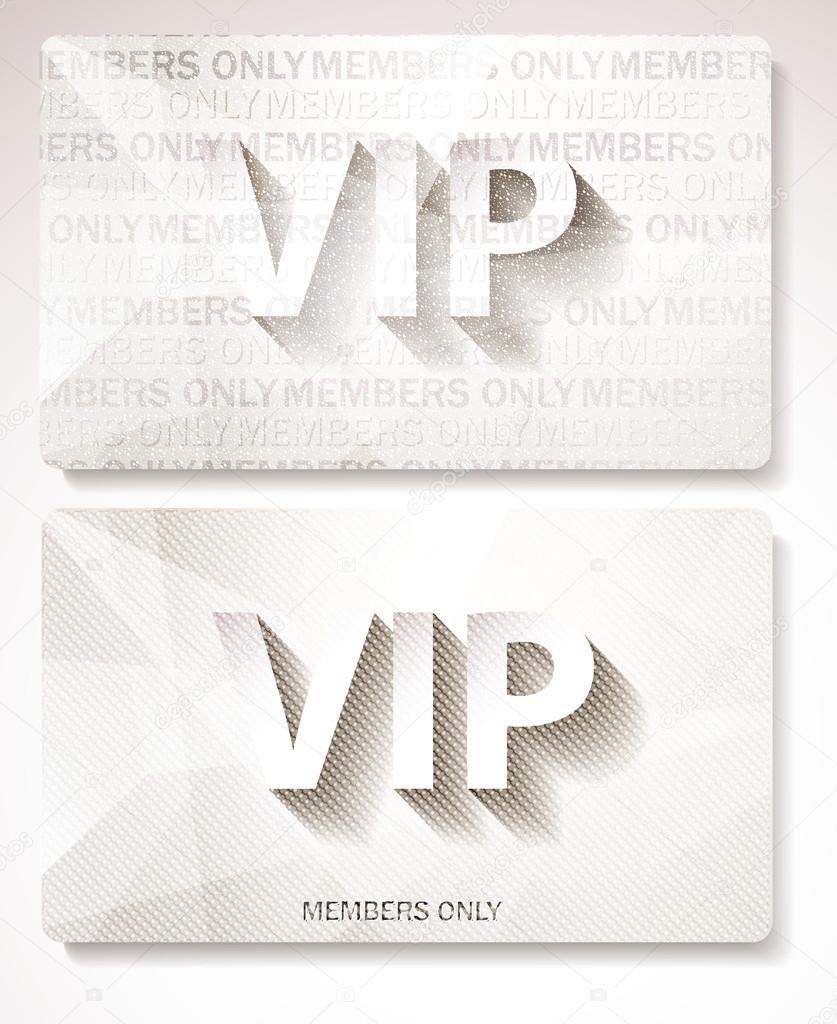 Set of white Vip cards with the abstract background