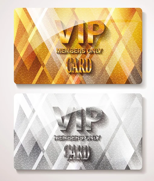 Gold and silver Vip cards with the abstract background — Stock Vector