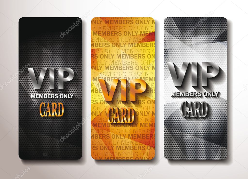 Set of vip cards with relief texture