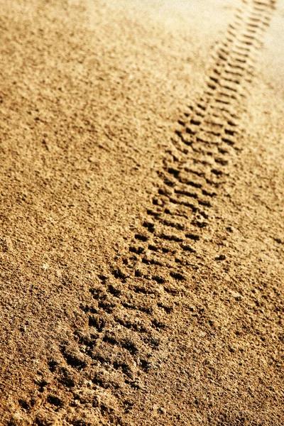 Tracce di pneumatici in sabbia — Foto Stock