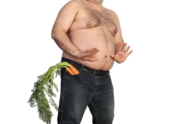 Cenoura de exploração do homem gordo — Zdjęcie stockowe