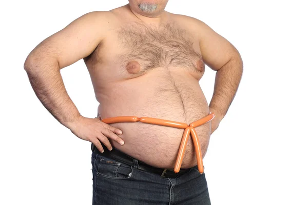 Kövér ember és a kolbász — Stock Fotó