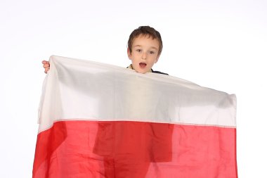 Lehçe bayrak ile çocuk