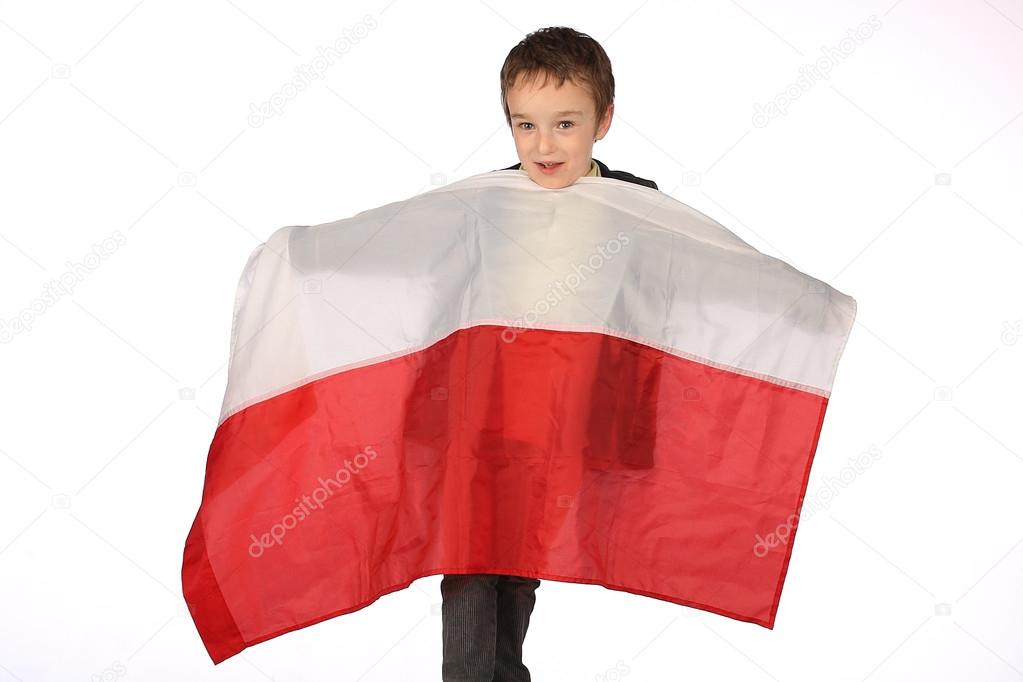 Boy with Polish flag