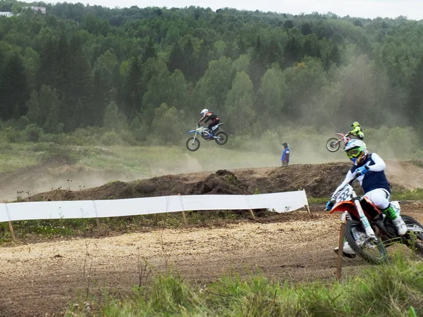 Motocross Motociclista Uma Motocicleta — Fotografia de Stock