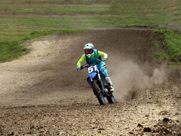 Motocross Motociclista Uma Motocicleta — Fotografia de Stock