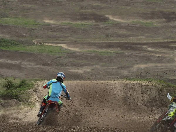 Motocross Motociclista Uma Motocicleta — Fotografia de Stock